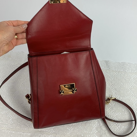 Michael Kors Whitney Leather Backpack Purse Gold chain Brick red New NWOT - Picture 8 of 17